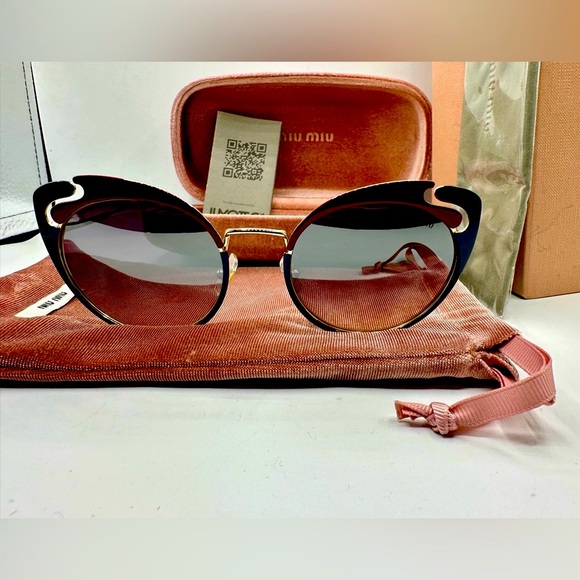 miu miu 57TS HB5-GRO Blue garnet gold cat eye ‼️Size 54-20-140 Authentic - Picture 14 of 15